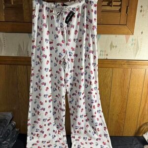 White Thorn Rose floral print wide leg pajama pants Size XL NWT